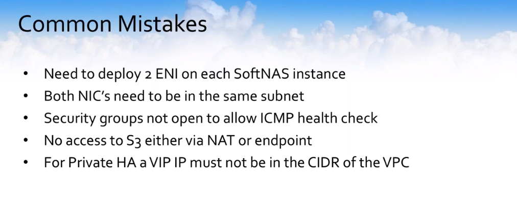 SoftNAS AWS VPC Common Mistakes