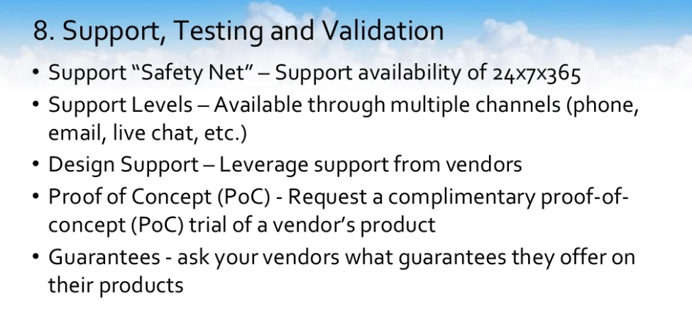 Support, Testing, and Validation